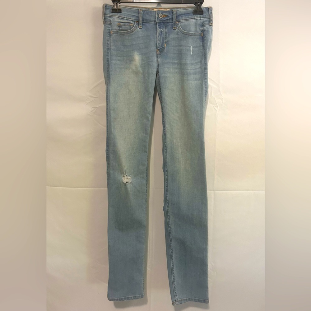 Hollister Washed Skinny Jeans 1 Long Ripped Knee